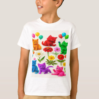 Ein Garten der Launen: Katzen und farbenfrohe Rose T-Shirt