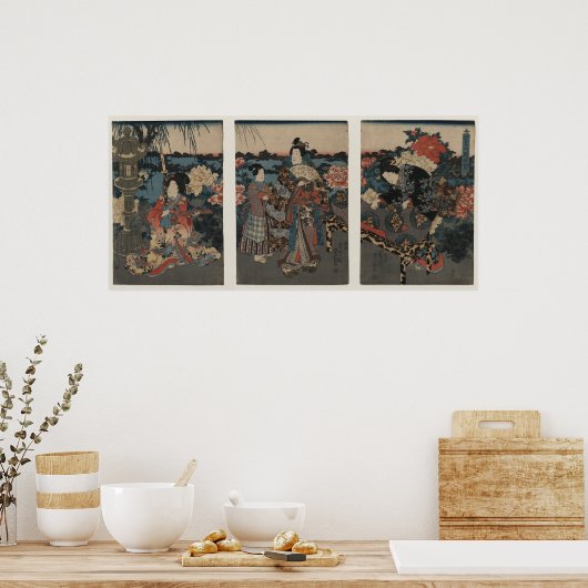 Ein Garten der Peonies Poster (Küche)