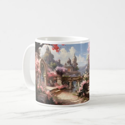 Ein Garten im Stil der Wasserfarben Kaffeetasse (Vorderseite Links)