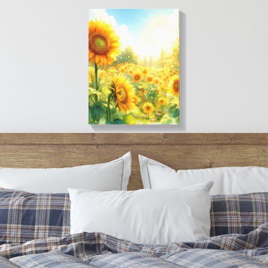 Ein Garten mit Sonnenblumen - Wandmalereien - Lein Leinwanddruck (Insitu (Schlafzimmer))
