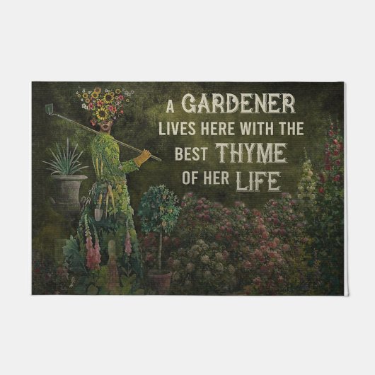 Ein Gärtner lebt hier matt, Gartendekoration Gesch Fußmatte (Vorderseite)