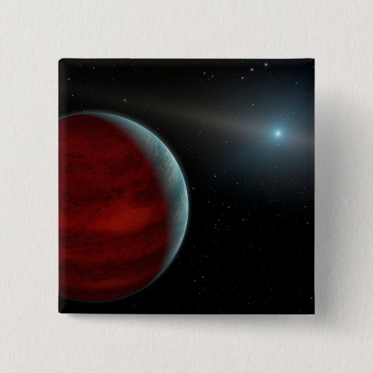 Ein Gasriese um einen weißen Zwergstern herum. Button (Vorderseite)