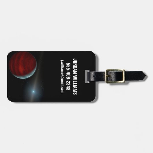 Ein Gasriese um einen weißen Zwergstern herum. Gepäckanhänger (Vorderseite horizontal)