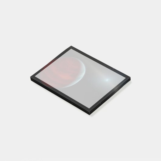 Ein Gasriese um einen weißen Zwergstern herum. Post-it Klebezettel (angewinkelt)