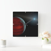 Ein Gasriese um einen weißen Zwergstern herum. Quadratische Wanduhr (Zuhause)