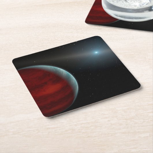 Ein Gasriese um einen weißen Zwergstern herum. Rechteckiger Pappuntersetzer (angewinkelt)