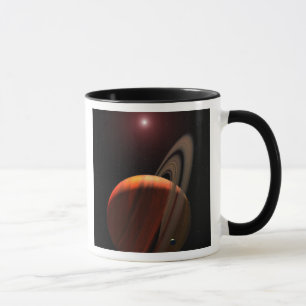 Ein Gasrieseplanet, der einen roten Zwerg in Tasse