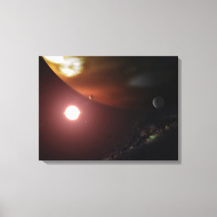 Ein Gasrieseplanet, der einen roten zwergartigen Leinwanddruck