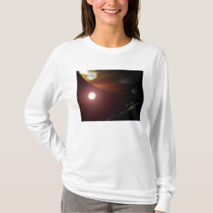 Ein Gasrieseplanet, der einen roten zwergartigen T-Shirt