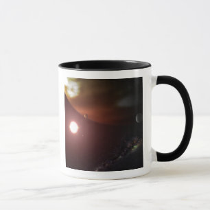 Ein Gasrieseplanet, der einen roten zwergartigen Tasse