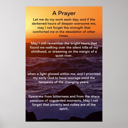 Ein Gebet auf den Beach Poster (Vorne)