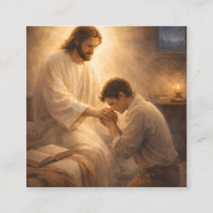 Ein Gebet auf Knien mit Jesus Begleitkarte