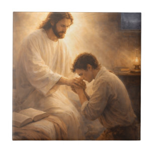 Ein Gebet auf Knien mit Jesus Fliese