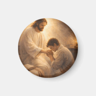 Ein Gebet auf Knien mit Jesus Magnet