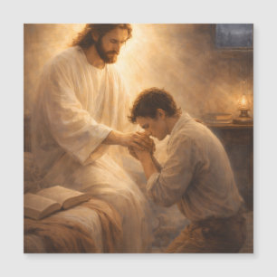 Ein Gebet auf Knien mit Jesus Magnetkarte