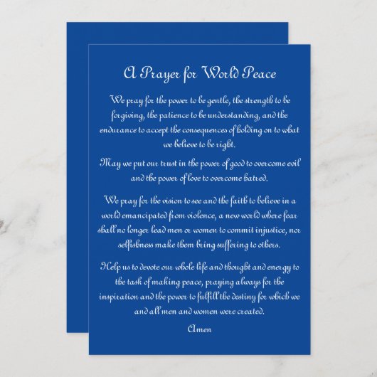 Ein Gebet für die Weltfriedenssatzkarte (Vorne/Hinten)