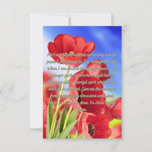 Ein Gebet für Frieden und Beständigkeit Karte (Vorderseite)