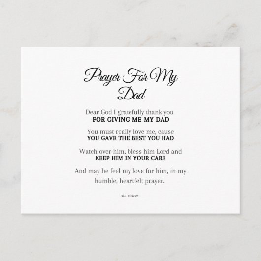 Ein Gebet für meinen Vater Postkarte (Vorderseite)