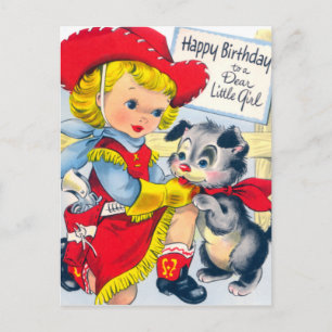 Ein Geburtstag für ein Cowgirl und ein Hündchen Postkarte