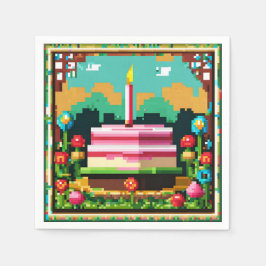 Ein Geburtstagskuchen in Kunst Serviette