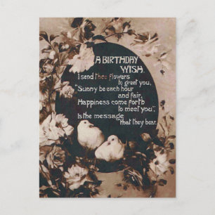 Ein Geburtstagswunsch Tauben Vintage Postkarte