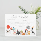 Ein Geburtsurkunde von Welpen adoptiert Adoption Einladung (Stehend Vorderseite)