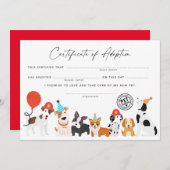 Ein Geburtsurkunde von Welpen adoptiert Adoption Einladung (Vorne/Hinten)