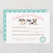 Ein Geburtsurkunde von Welpen adoptiert Adoption Mitteilungskarte (Vorne/Hinten)