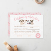 Ein Geburtsurkunde von Welpen adoptiert Adoption Mitteilungskarte (Vorderseite/Rückseite Beispiel)