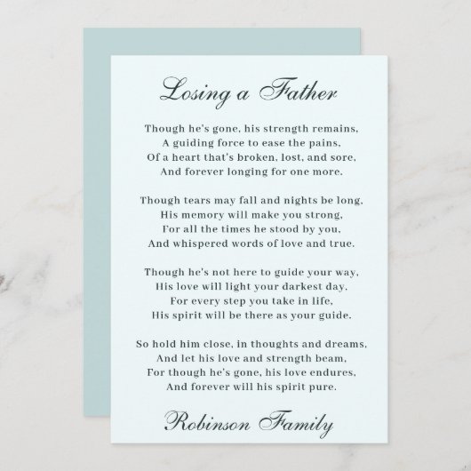 Ein Gedicht des Vaters verlieren Karte (Vorne/Hinten)