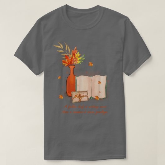 Ein gefallenes Leaf und Bücherregale und Bücherbüc T-Shirt (Design vorne)