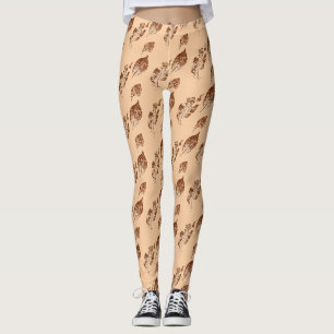 Ein gefliestes Bild einer Birke mit braunen Blätte Leggings