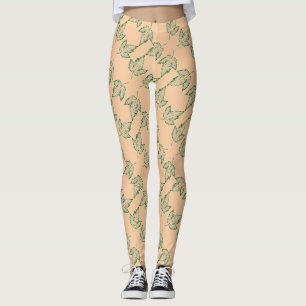 Ein gefliestes Bild eines Ahornblattes in grün auf Leggings