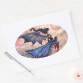 Ein geheftetes, gotisches Vampirfeuerklammer Ovaler Aufkleber (Umschlag)