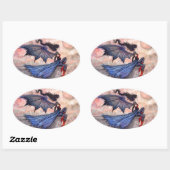 Ein geheftetes, gotisches Vampirfeuerklammer Ovaler Aufkleber (Blatt)