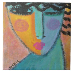 Ein Geheimnis Abstraktes Portrait einer Frau got Fliese