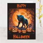 Ein geheimnisvoller Schwarzer Panther zu Halloween Karte (Gelbe Blume)