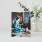 Ein Geisha, der Iris-Blume Vintages altjapanisches Postkarte (Stehend Vorderseite)