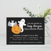 Ein Geist, ein Bat und ein freundliches Kürbisköln Einladung (Stehend Vorderseite)