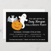 Ein Geist, ein Bat und ein freundliches Kürbisköln Einladung (Vorne/Hinten)