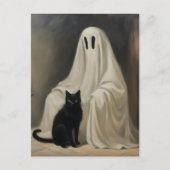 Ein Geist und eine schwarze Katze Postkarte (Vorderseite)