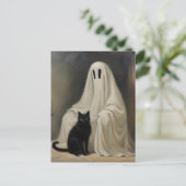Ein Geist und eine schwarze Katze Postkarte (Stehend Vorderseite)