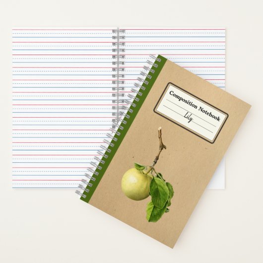 Ein gelber Apfel mit Blätter Personalisierter Comp Notizblock (Innen)