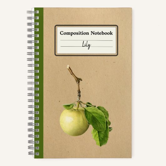 Ein gelber Apfel mit Blätter Personalisierter Comp Notizblock (Vorderseite)