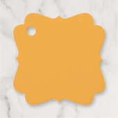 ein gelber Hintergrund mit Geschenkanhänger (Vorderseite)