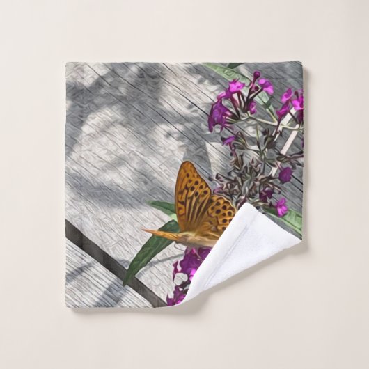 Ein gelber Schmetterling Badhandtuch Set (Waschlappen)