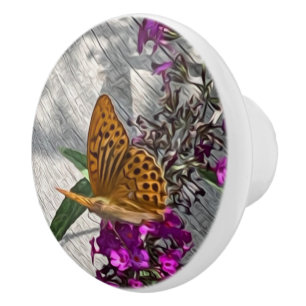 Ein gelber Schmetterling Keramikknauf