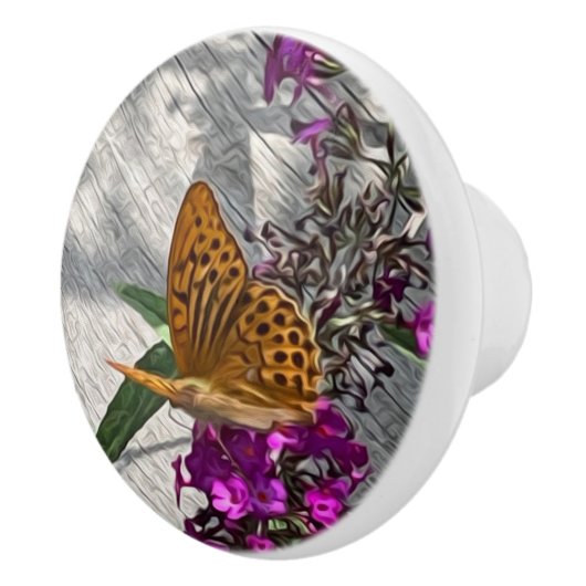 Ein gelber Schmetterling Keramikknauf (Rechts)