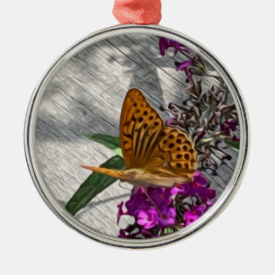 Ein gelber Schmetterling Ornament Aus Metall