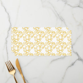 Ein gelber Teppich mit einem sich wiederholenden M Menükarte